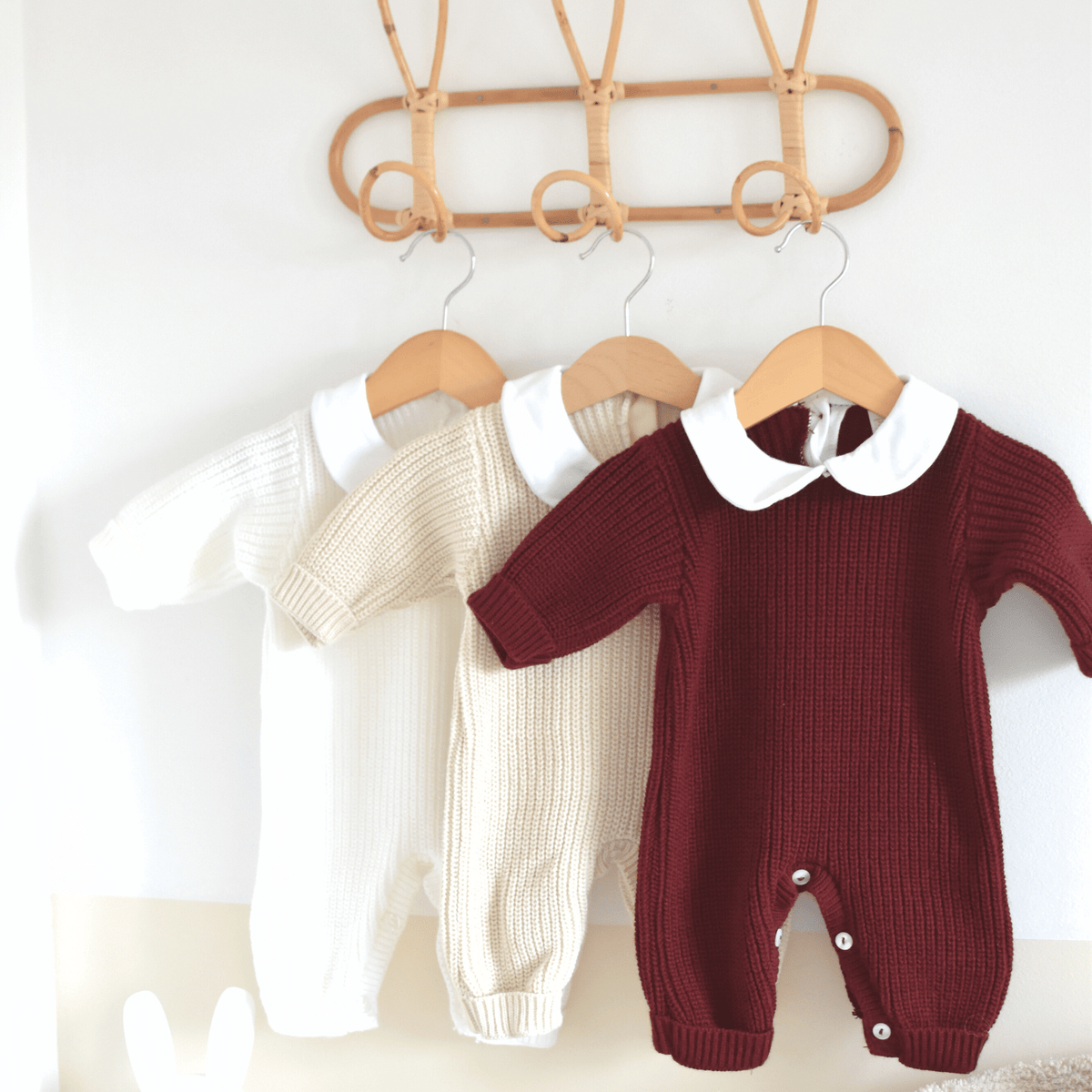 Combinaison tricot bébé à col Claudine - Ensemble 3 pièces