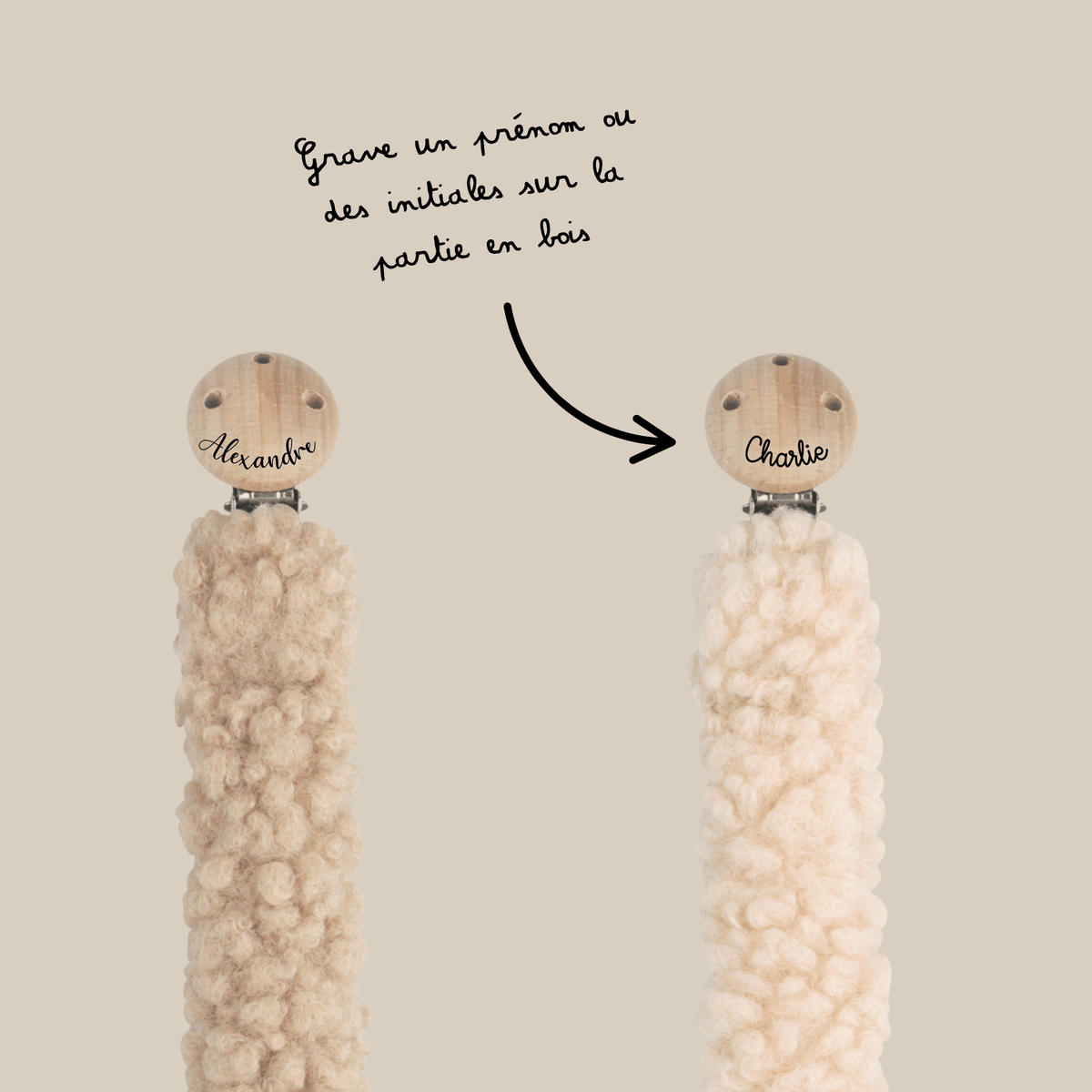 Attache-tétine Teddy - Gravure personnalisable