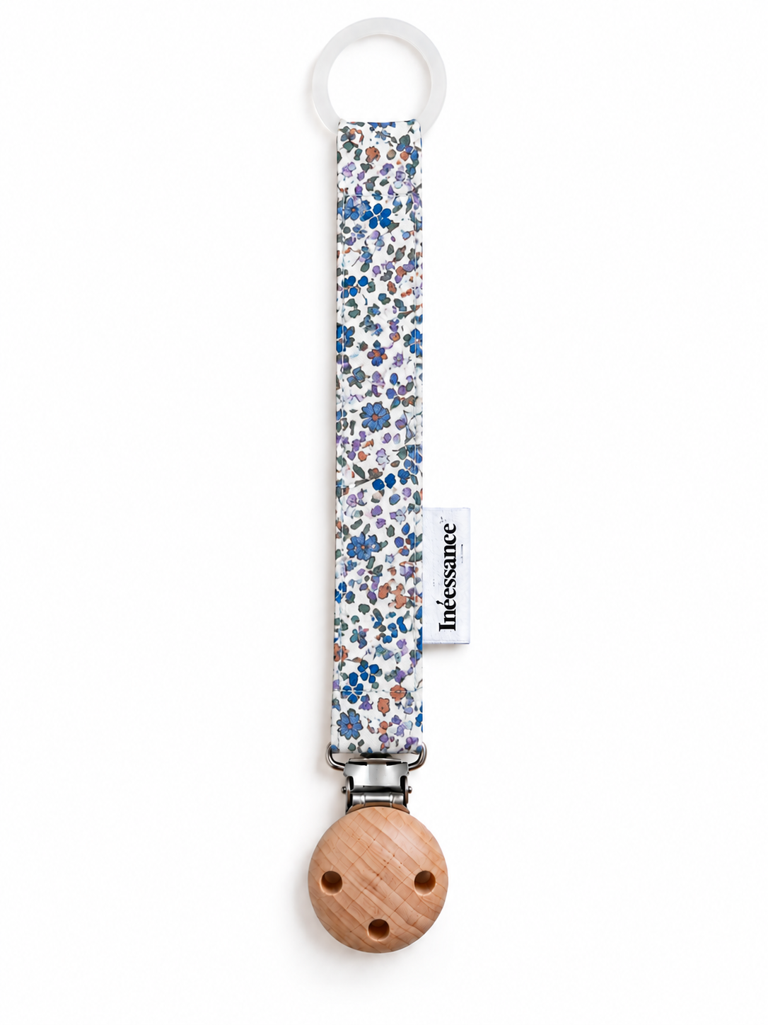 Attache tétine en coton à pois personnalisable au prénom brodé