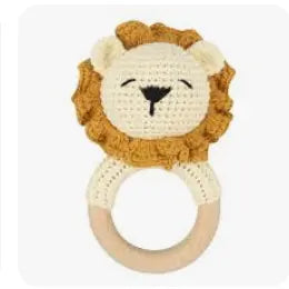 Hochet crochet Lion roux