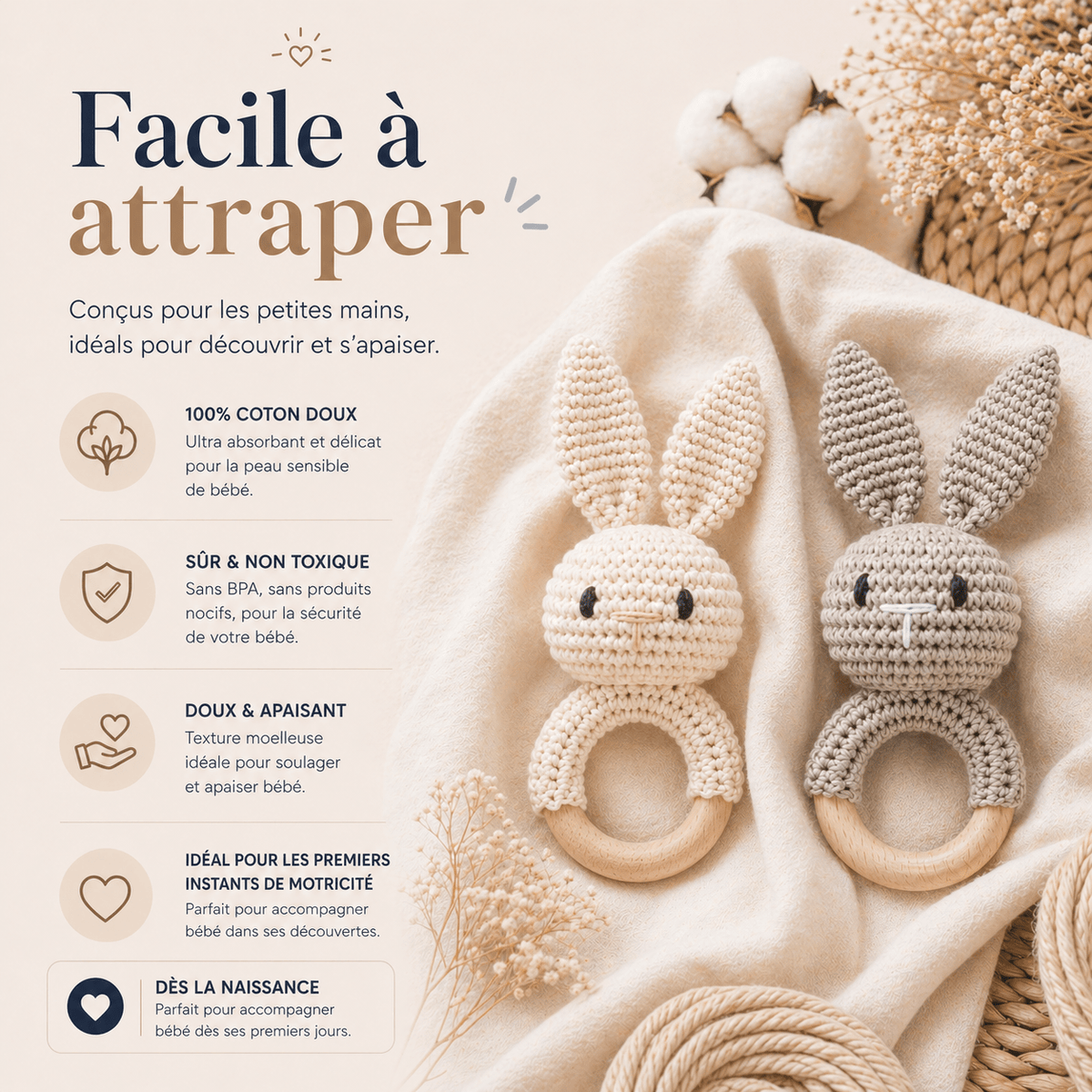 Le hochet en crochet - Nouvelle collection - Personnalisable