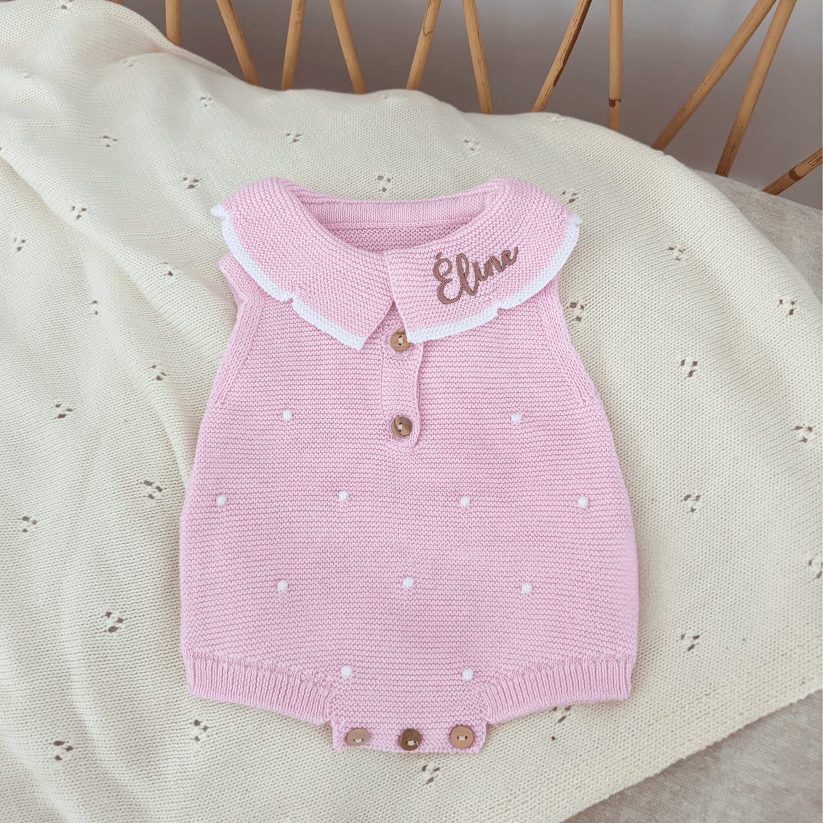 Tenue de naissance d'été - Barboteuse à pois