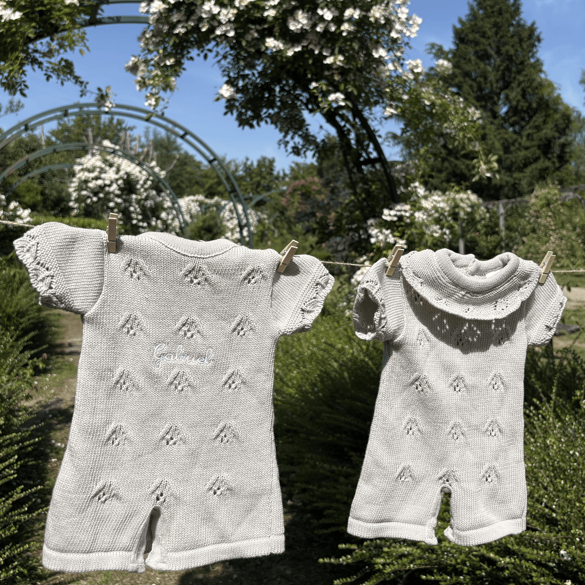Barboteuse en tricot 100% coton  - Doux Souvenirs