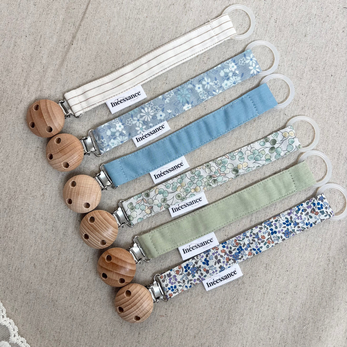 Attache tétine en coton à pois compatible tétine MAM