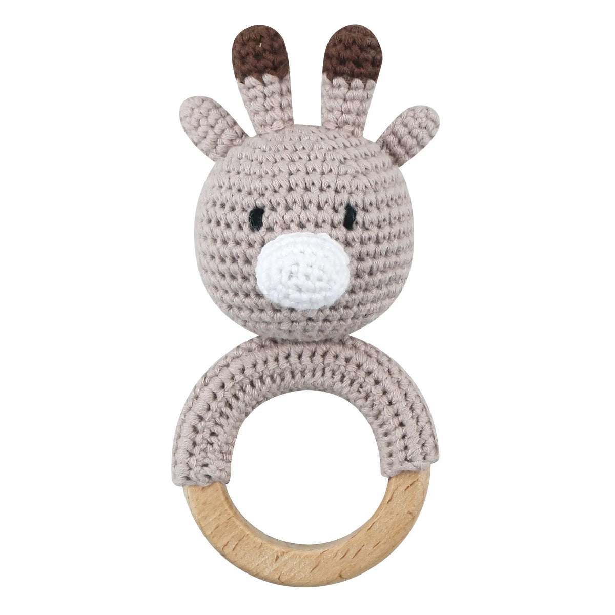 Hochet crochet girafe taupe