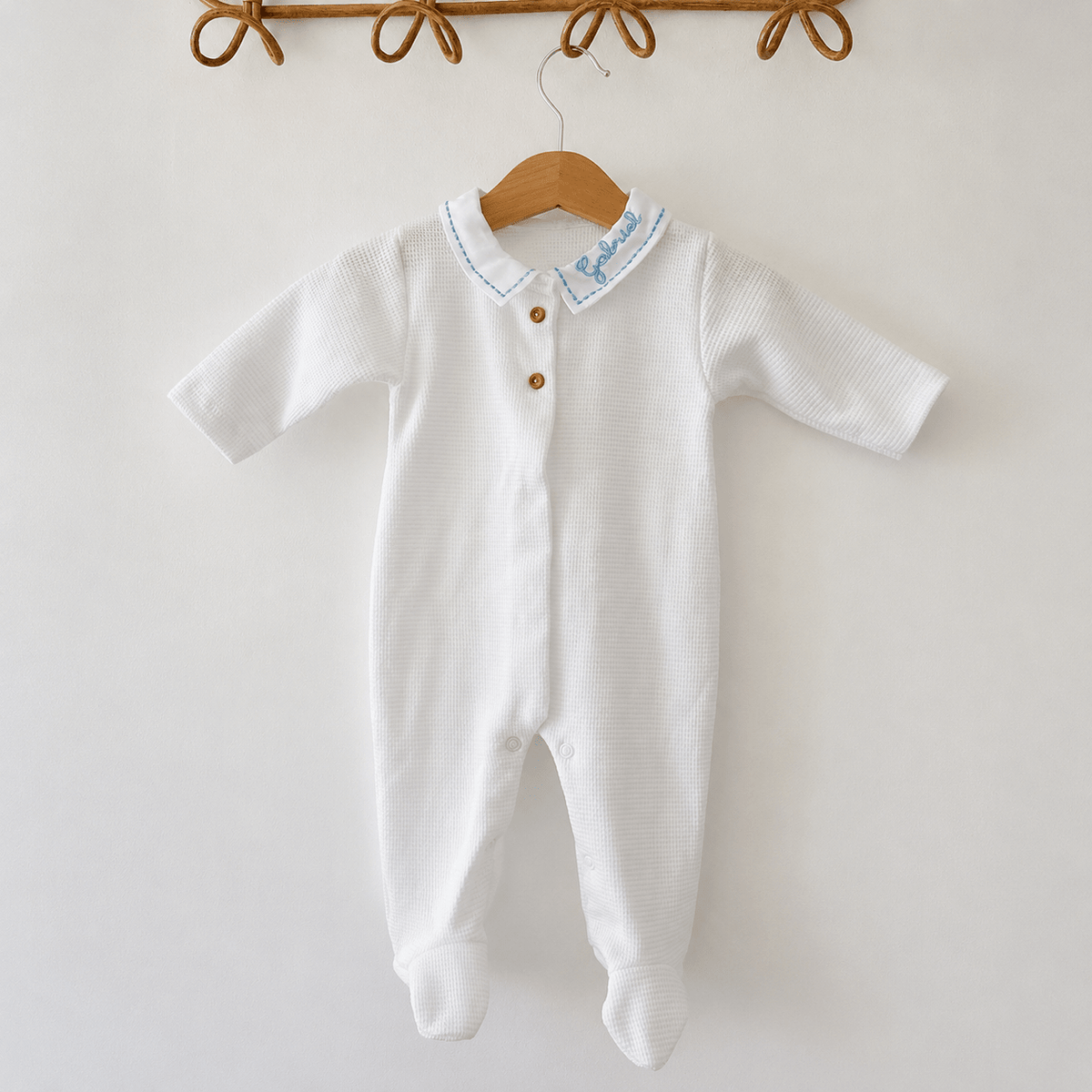 Pyjama bebe coton à col brodé - Tenue naissance