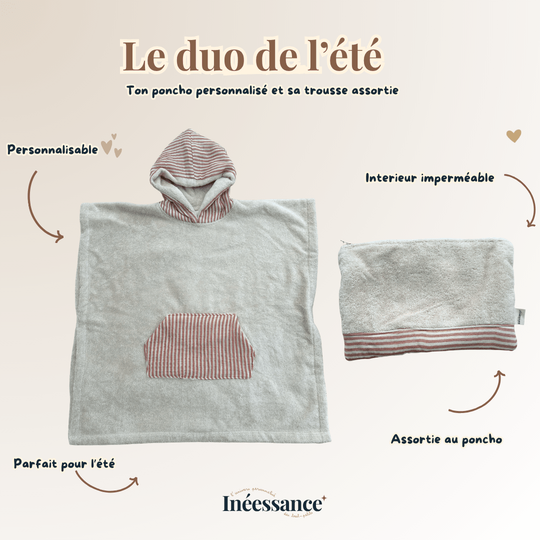 Coffret d'été - Poncho de bain & trousse assortie personnalisés