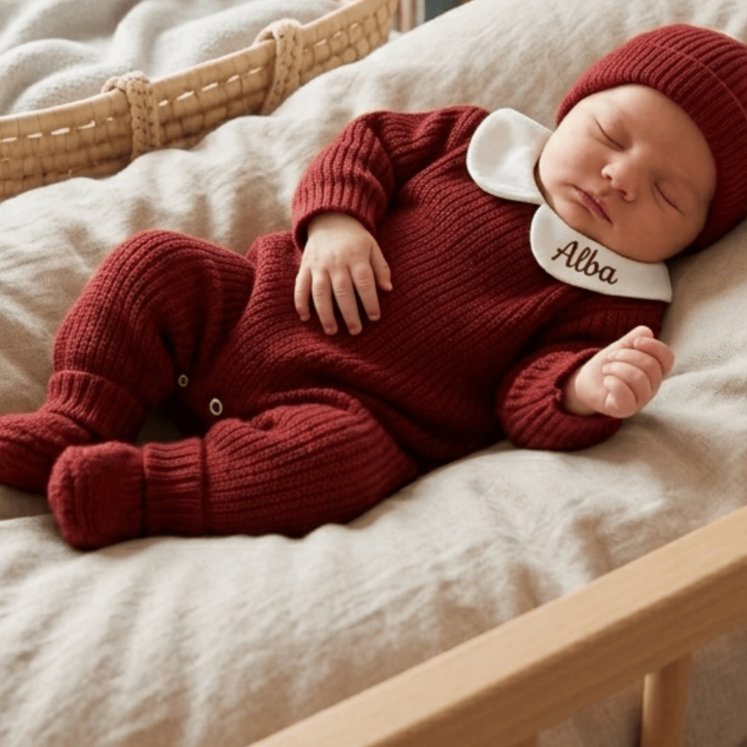 Combinaison tricot bébé à col Claudine - Ensemble 3 pièces